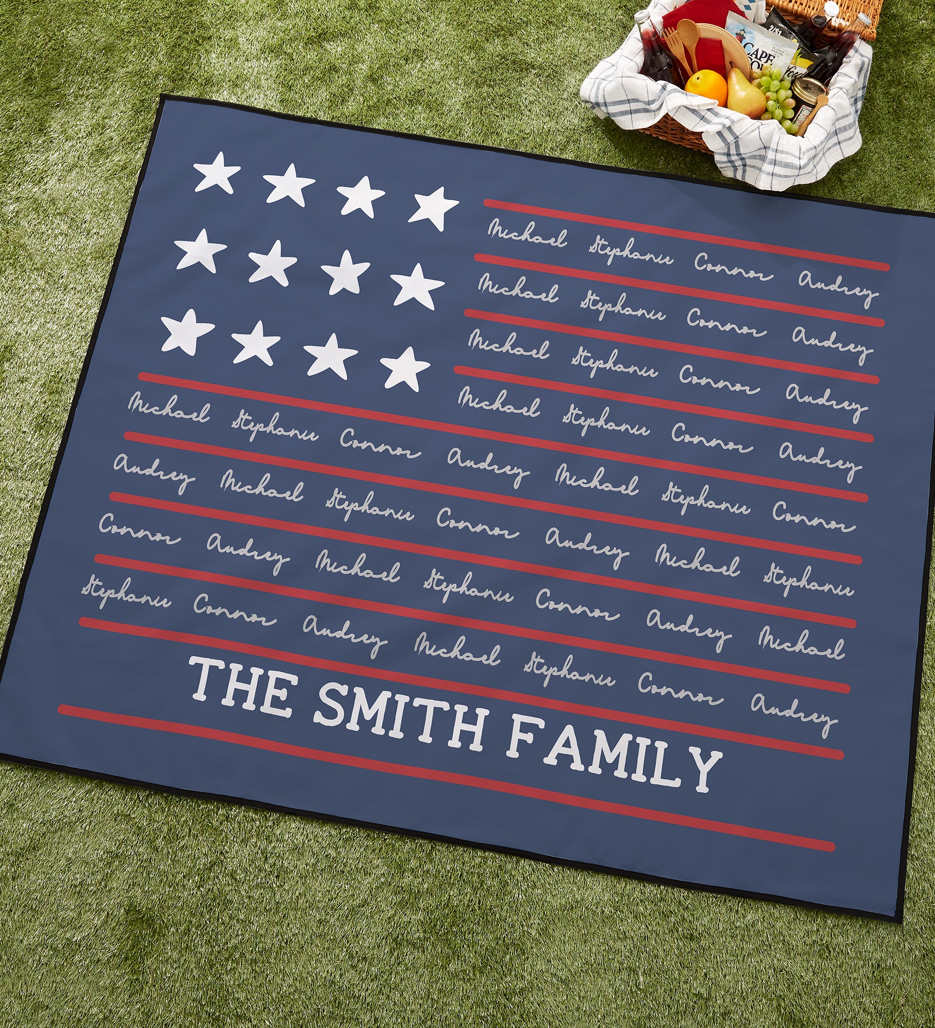 Family Name Flag Personalized Picnic Blanket